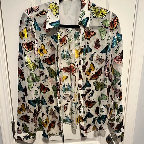 Alice + Olivia Eloise Butterfly Button Down Blouse - Multicolor - Picture 3 of 5